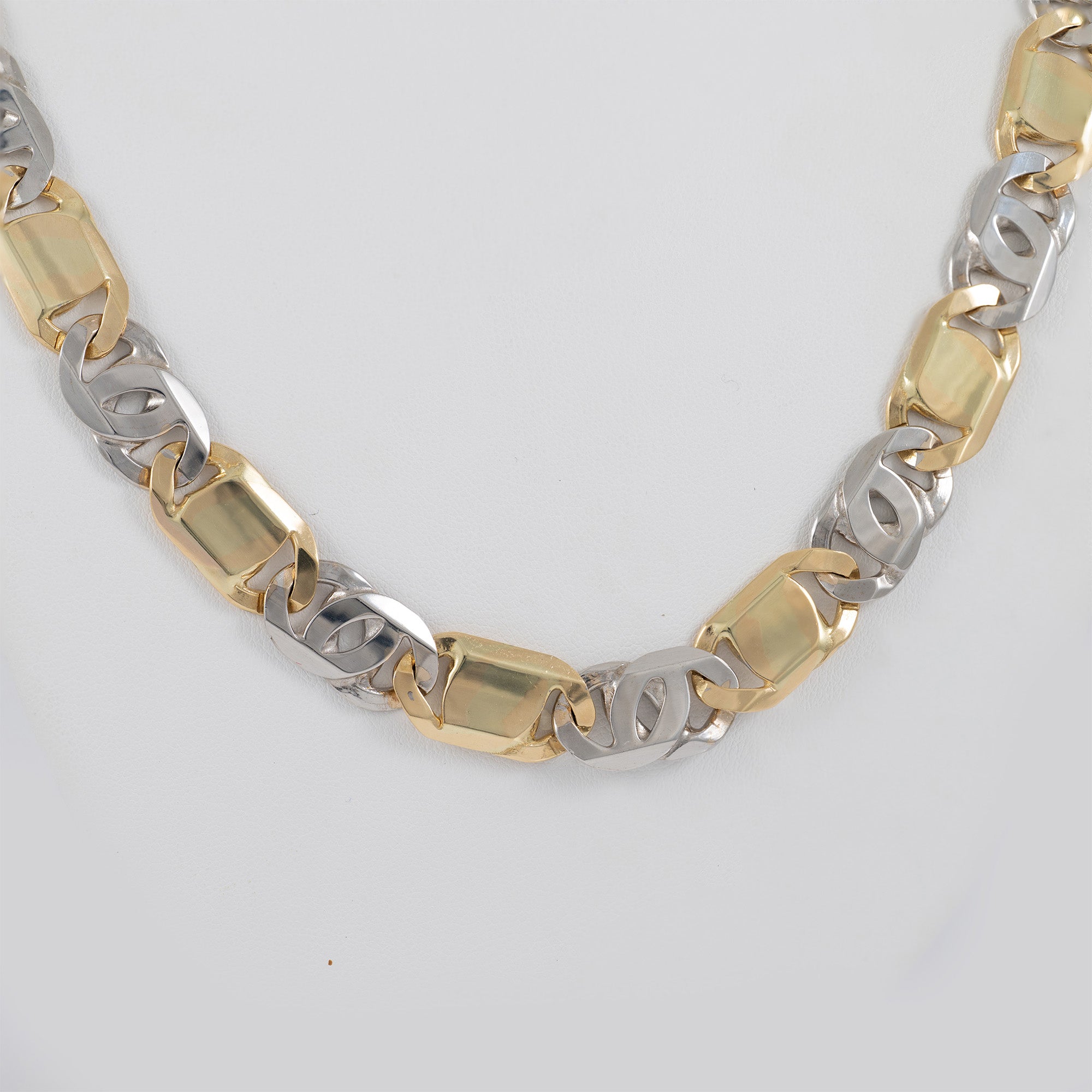 Cadena de oro blanco y amarillo 18k 750 60cm