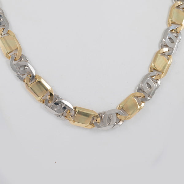 Cadena de oro blanco y amarillo 18k 750 60cm
