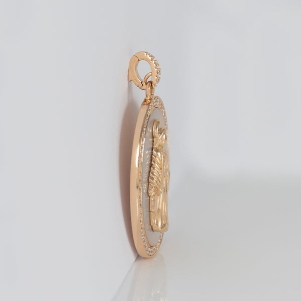 Colgante Crivelli Madonna oro rosa 18k nácar y brillantes