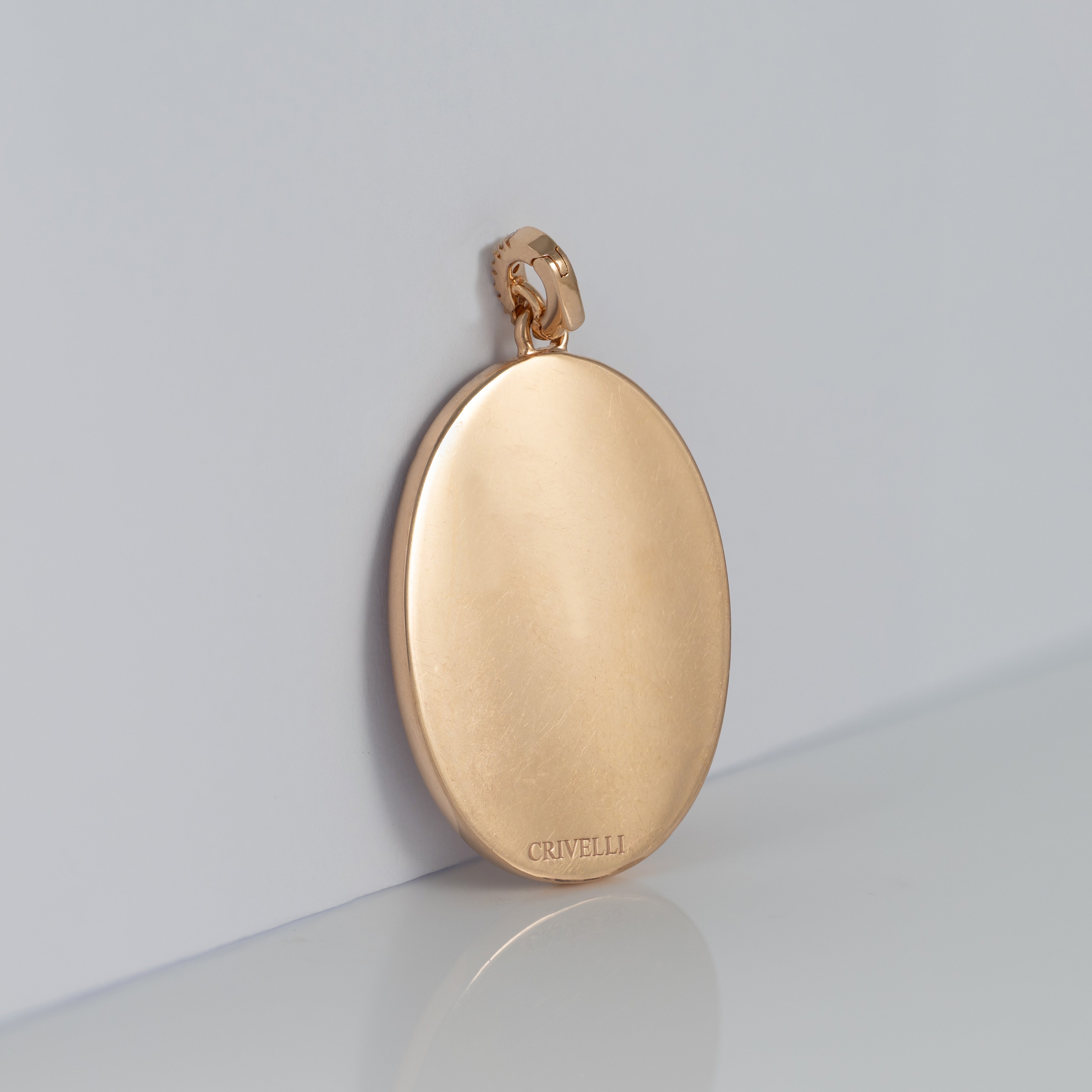 Colgante Crivelli Madonna oro rosa 18k nácar y brillantes