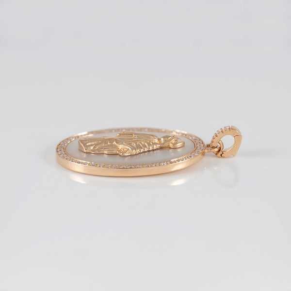 Colgante Crivelli Madonna oro rosa 18k nácar y brillantes