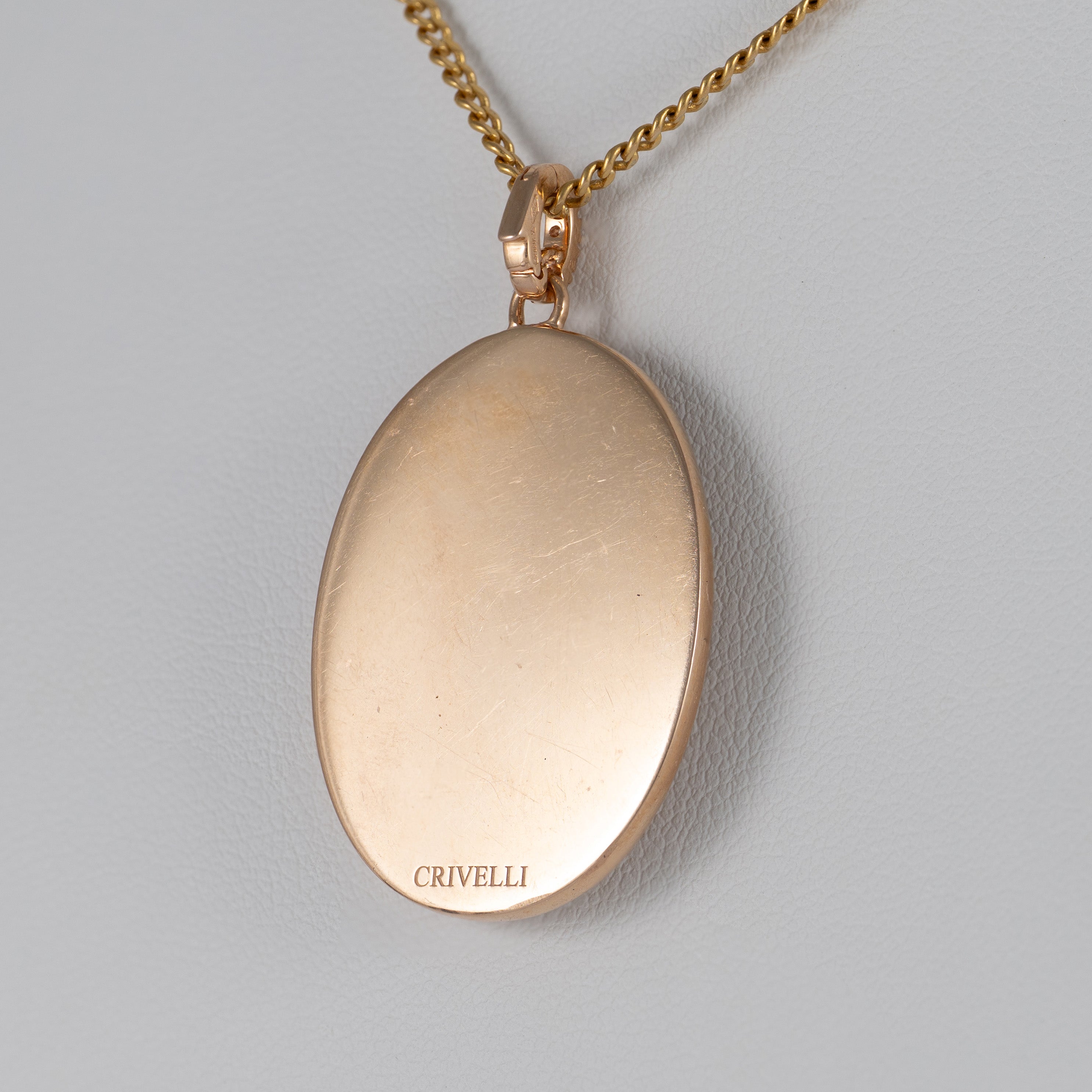 Colgante Crivelli Madonna oro rosa 18k nácar y brillantes