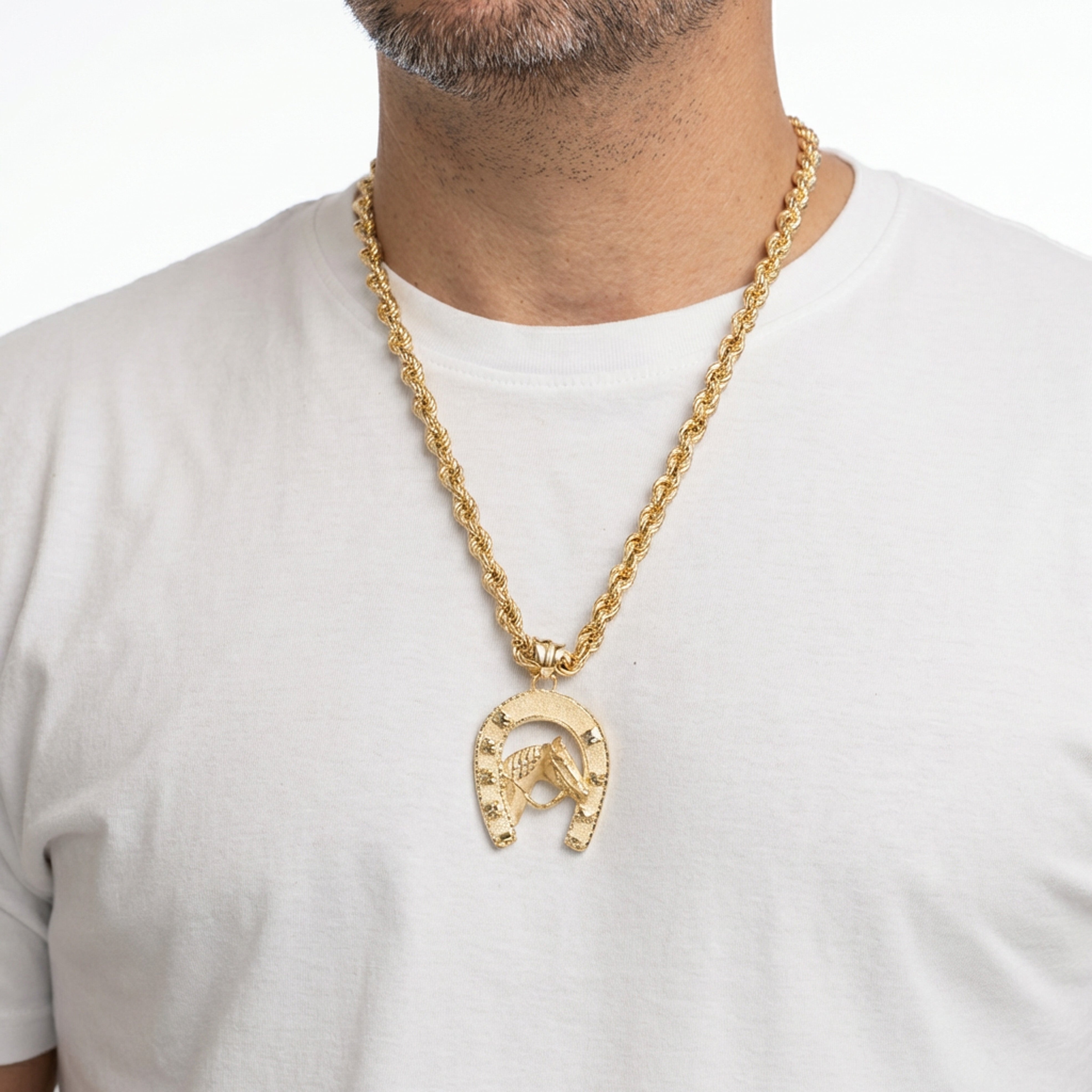 Colgante herradura caballo de oro 18k 750