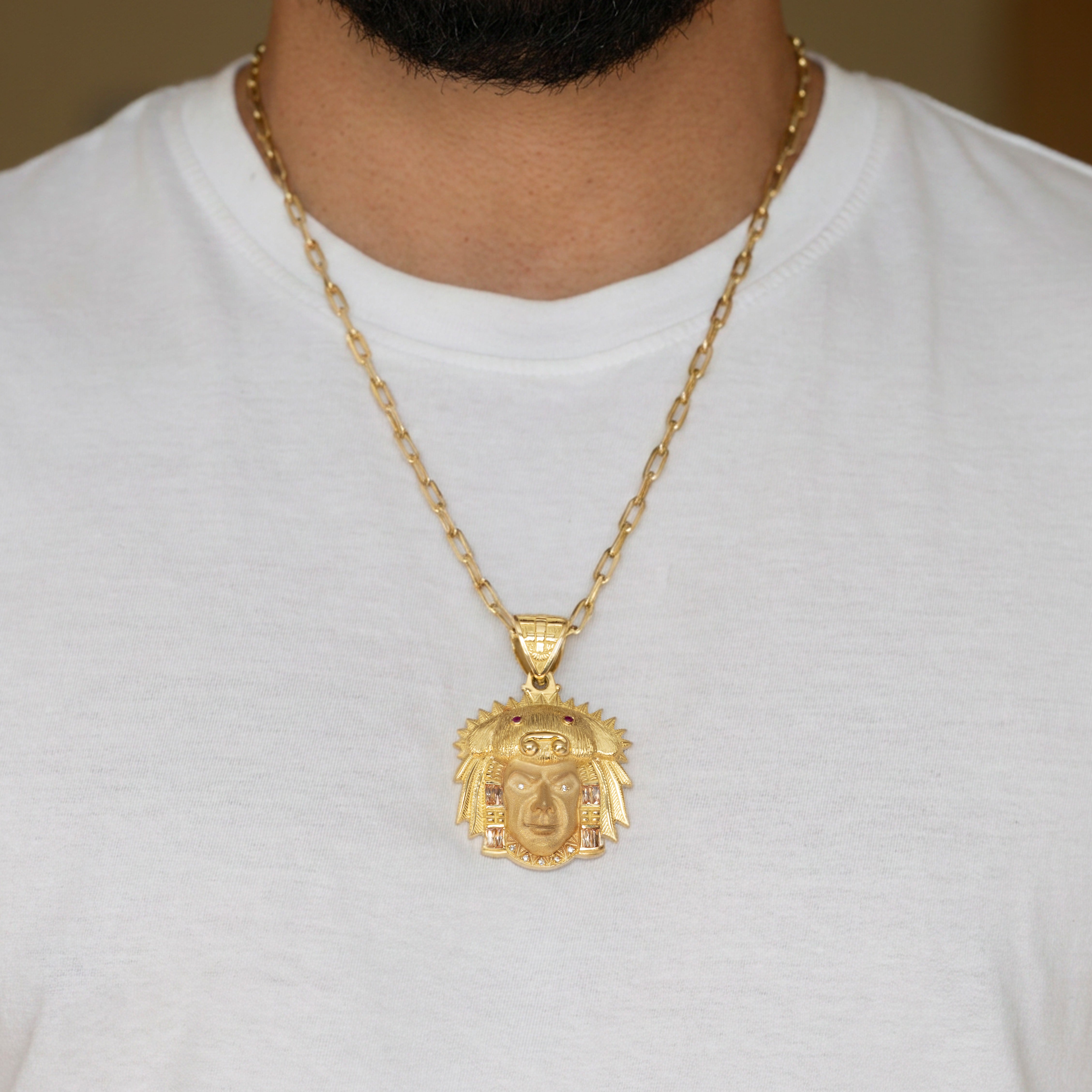 Colgante cabeza indio oro 18k 750