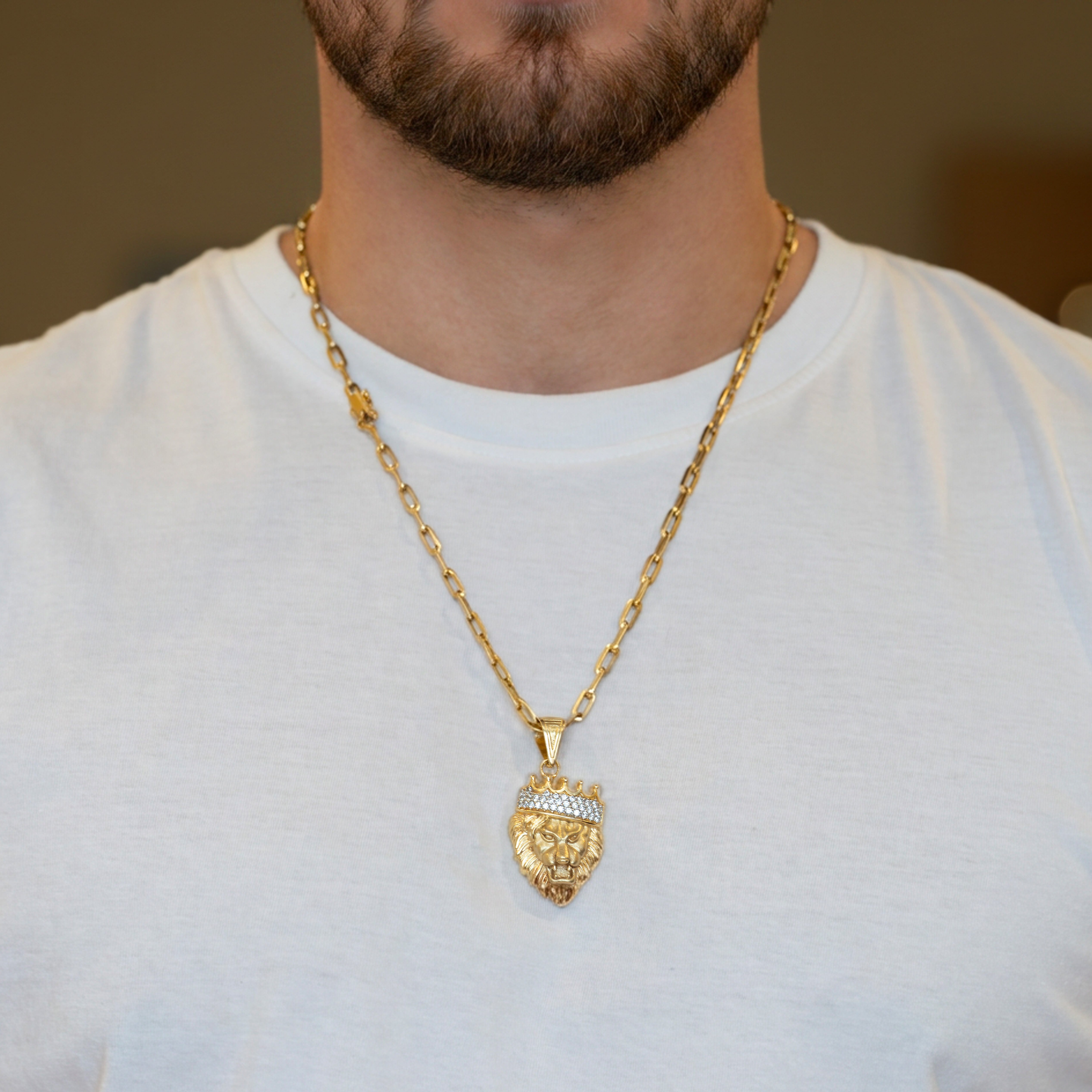 Colgante León Corona oro 18k 750
