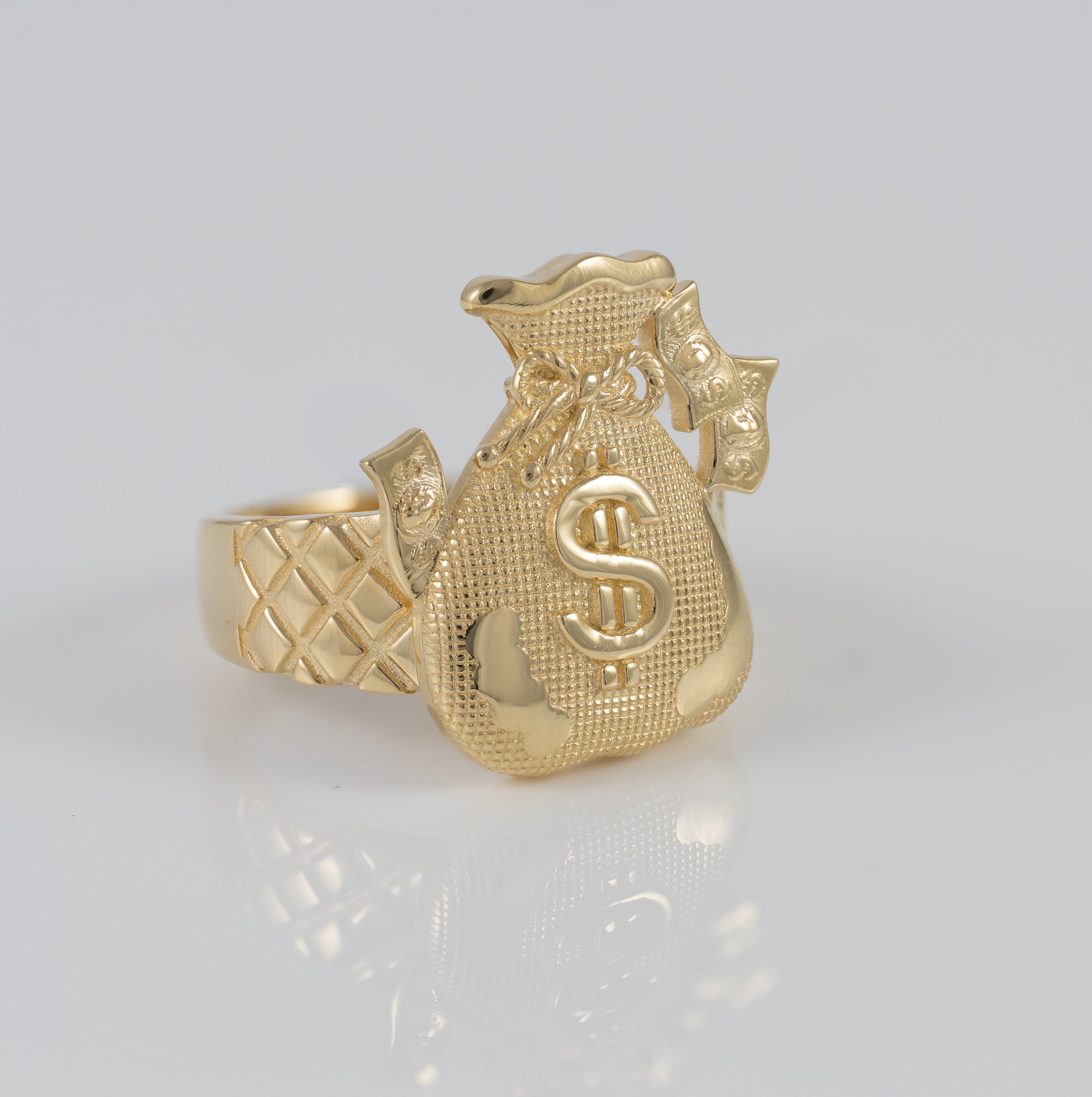Anillo oro 18k 750 bolsa de dinero