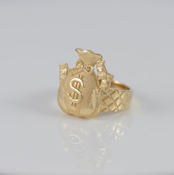 Anillo oro 18k 750 bolsa de dinero