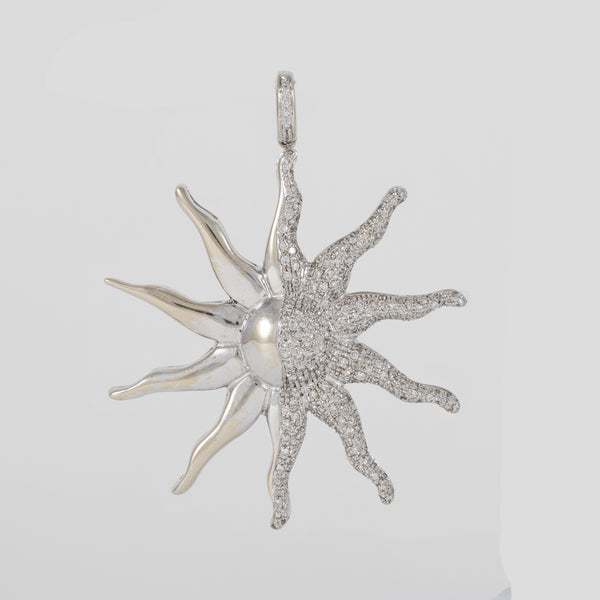 Colgante Sol de oro blanco 18k con brillantes