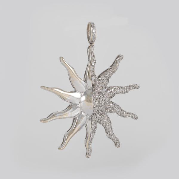 Colgante Sol de oro blanco 18k con brillantes