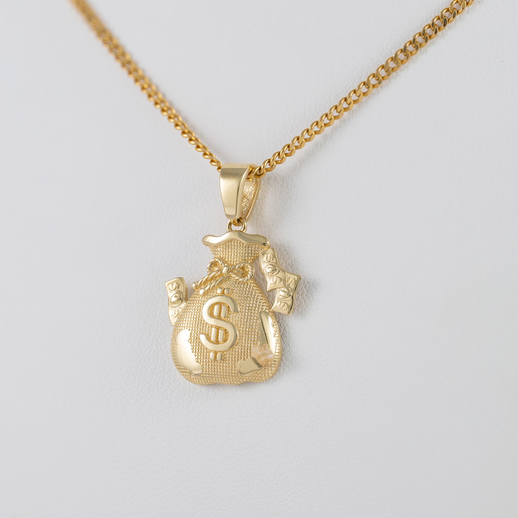 Colgante oro 18k 750 bolsa de dinero