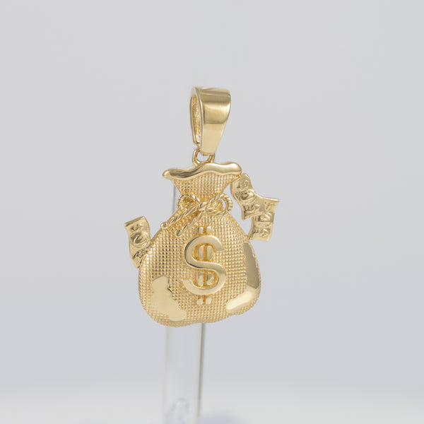 Colgante oro 18k 750 bolsa de dinero