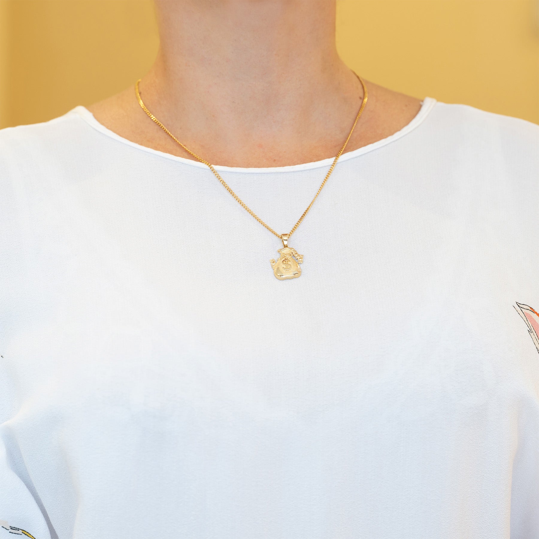 Colgante oro 18k 750 bolsa de dinero