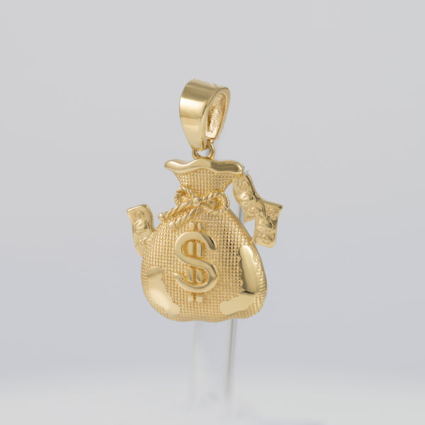 Colgante oro 18k 750 bolsa de dinero
