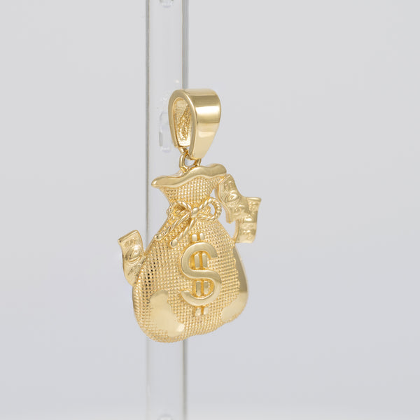 Colgante oro 18k 750 bolsa de dinero