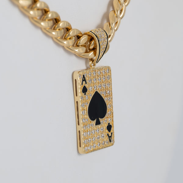 Colgante Carta As de Picas de oro 18k 750