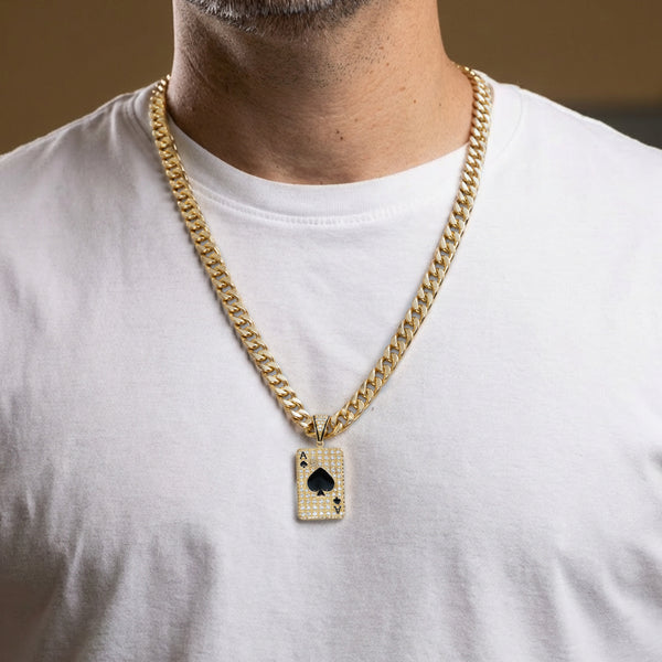 Colgante Carta As de Picas de oro 18k 750