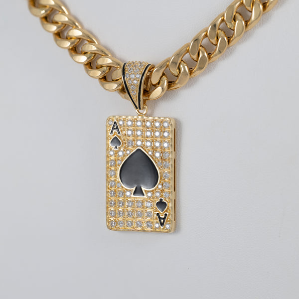 Colgante Carta As de Picas de oro 18k 750