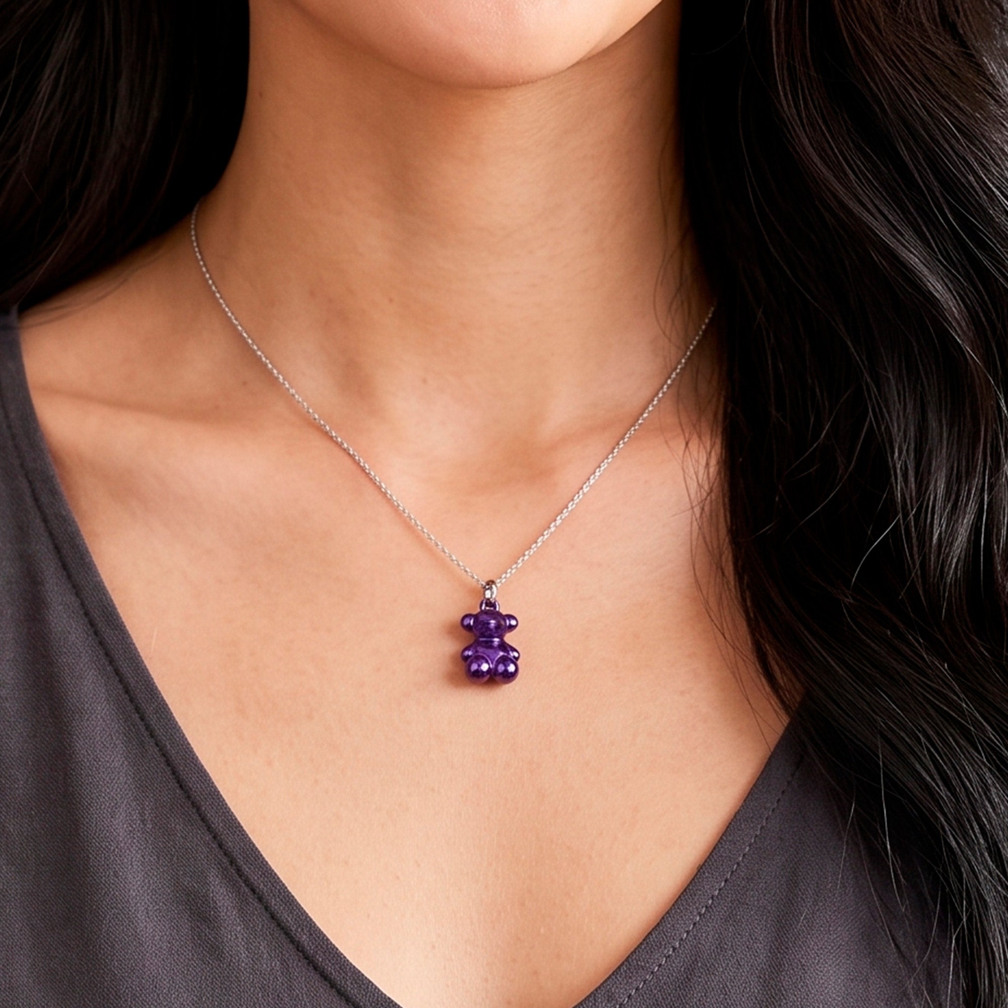 Colgante Tous Bold Bear de oso de acero en morado metalizado