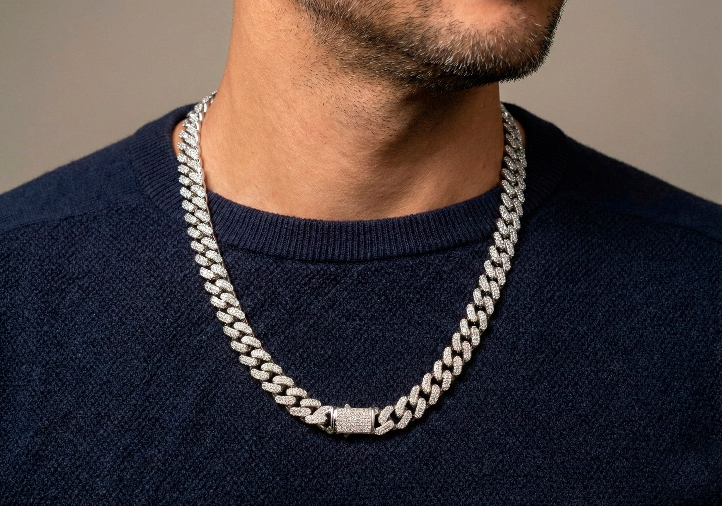 Cadena oro blanco 18k 750 con circonitas