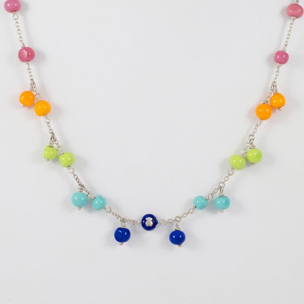 Collar Tous ajustable de plata, cristal de Murano y nylon azul Icon Glass