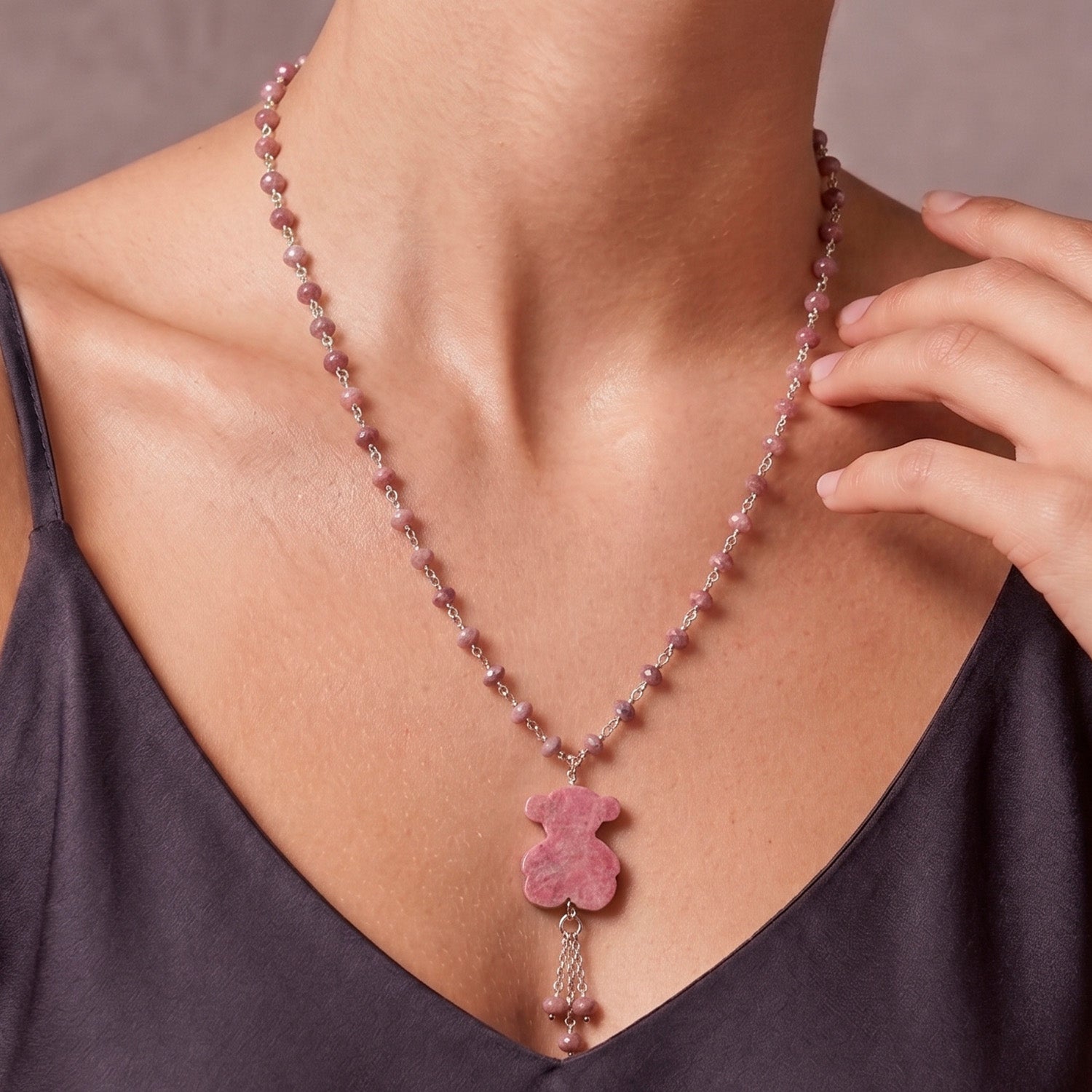Collar Tous Color de plata 925 y rodonita