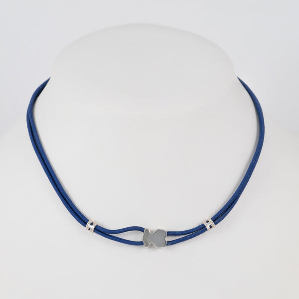 Collar Tous elástico azul Sweet Dolls motivo Oso en plata 925