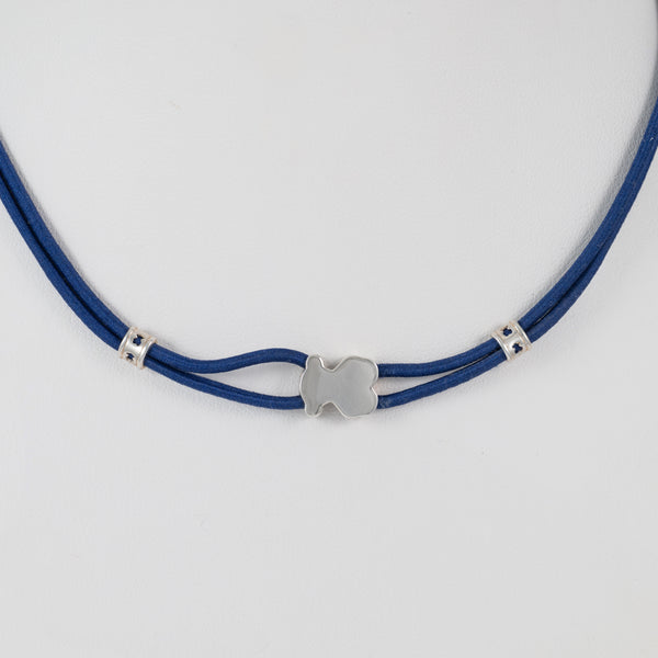 Collar Tous elástico azul Sweet Dolls motivo Oso en plata 925