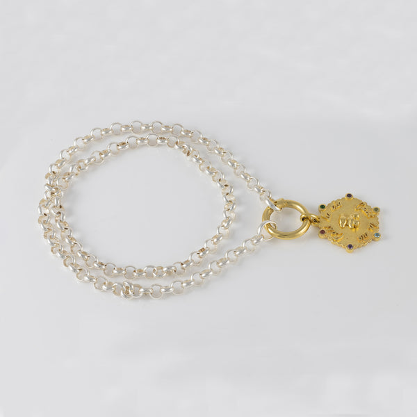 Collar Tous Plata 925 Bicolor Hav con colgante mediano oso con baño de oro 18kt y gemas Sugar Party