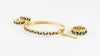Conjunto de anillo, pendientes y pulsera en oro amarillo 18k con brillantes y zafiros