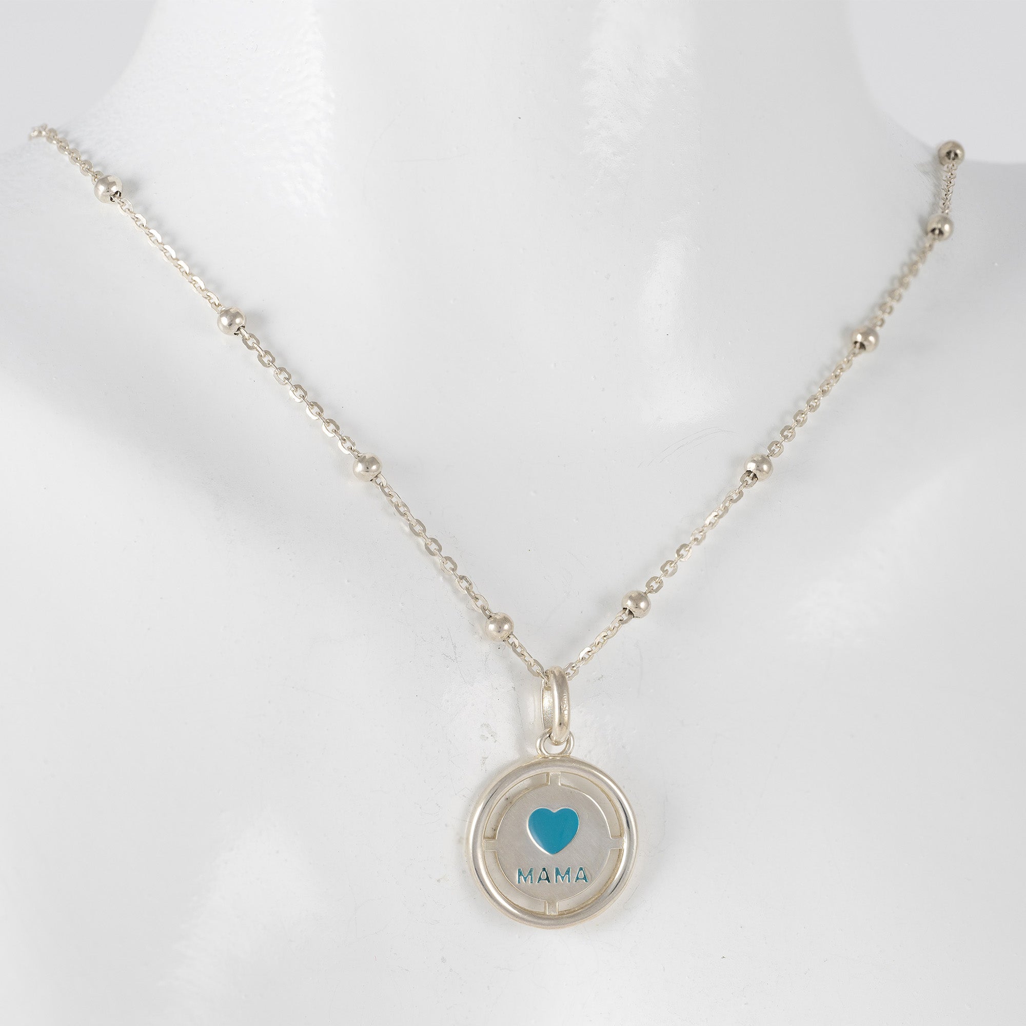 Gargantilla Tous en plata 925 con bolitas y Colgante Crossword Mama de plata 925 y esmalte azul