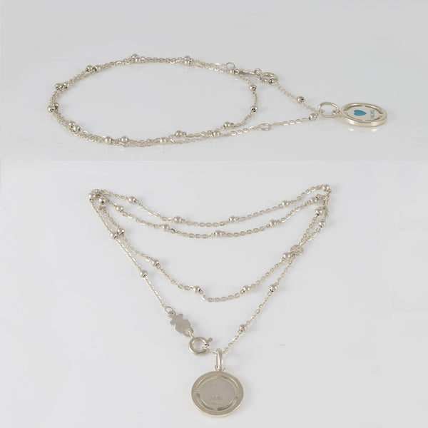 Gargantilla Tous en plata 925 con bolitas y Colgante Crossword Mama de plata 925 y esmalte azul