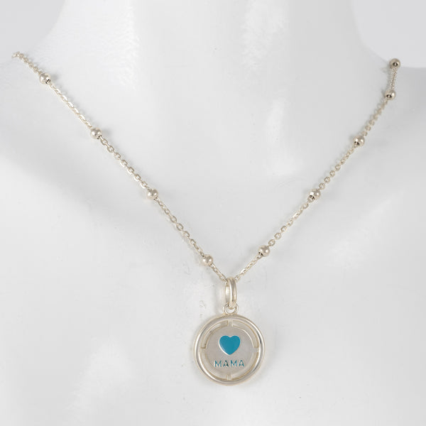 Gargantilla Tous en plata 925 con bolitas y Colgante Crossword Mama de plata 925 y esmalte azul