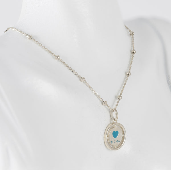 Gargantilla Tous en plata 925 con bolitas y Colgante Crossword Mama de plata 925 y esmalte azul