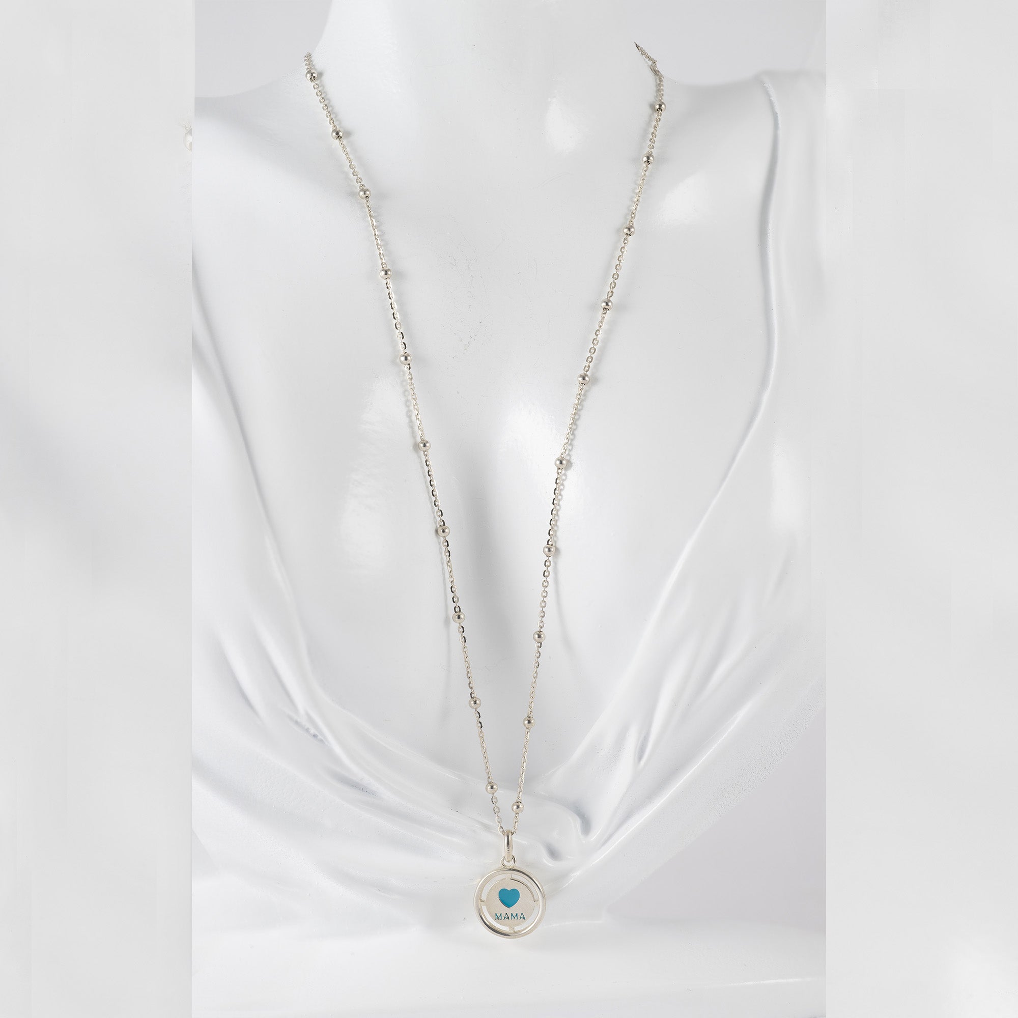 Gargantilla Tous en plata 925 con bolitas y Colgante Crossword Mama de plata 925 y esmalte azul