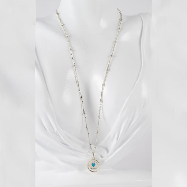 Gargantilla Tous en plata 925 con bolitas y Colgante Crossword Mama de plata 925 y esmalte azul