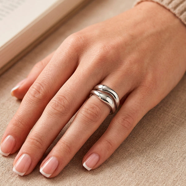 Pack de anillos apilables Pandora de Plata 925 con forma orgánica