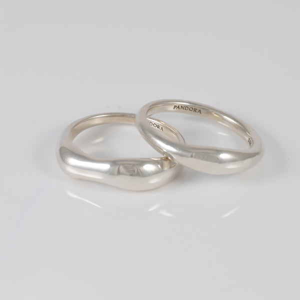 Pack de anillos apilables Pandora de Plata 925 con forma orgánica
