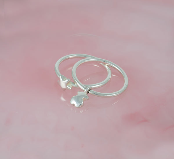 Pack de Anillos Tous motivos oso-estrella de plata Mini Icons