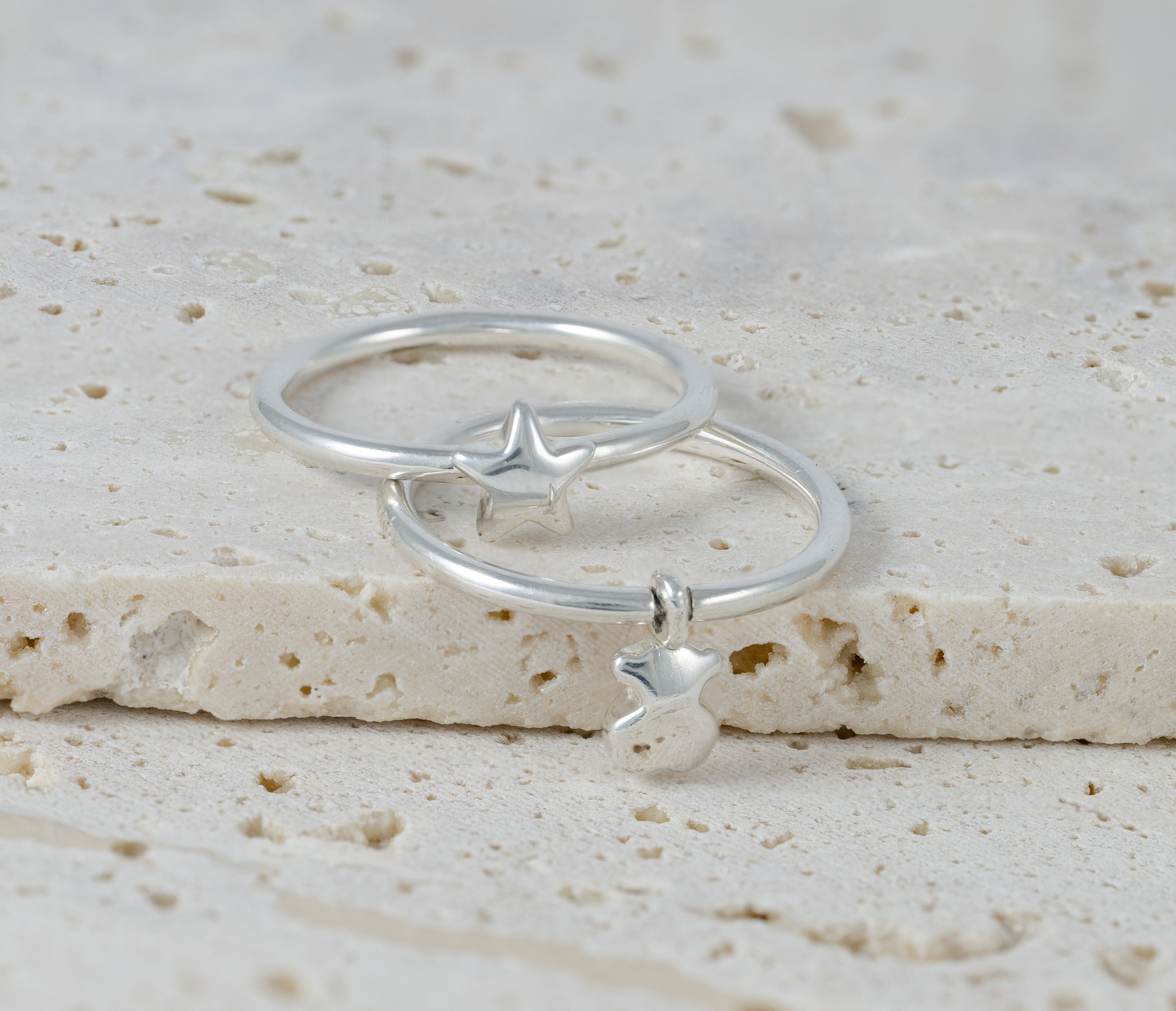 Pack de Anillos Tous motivos oso-estrella de plata Mini Icons