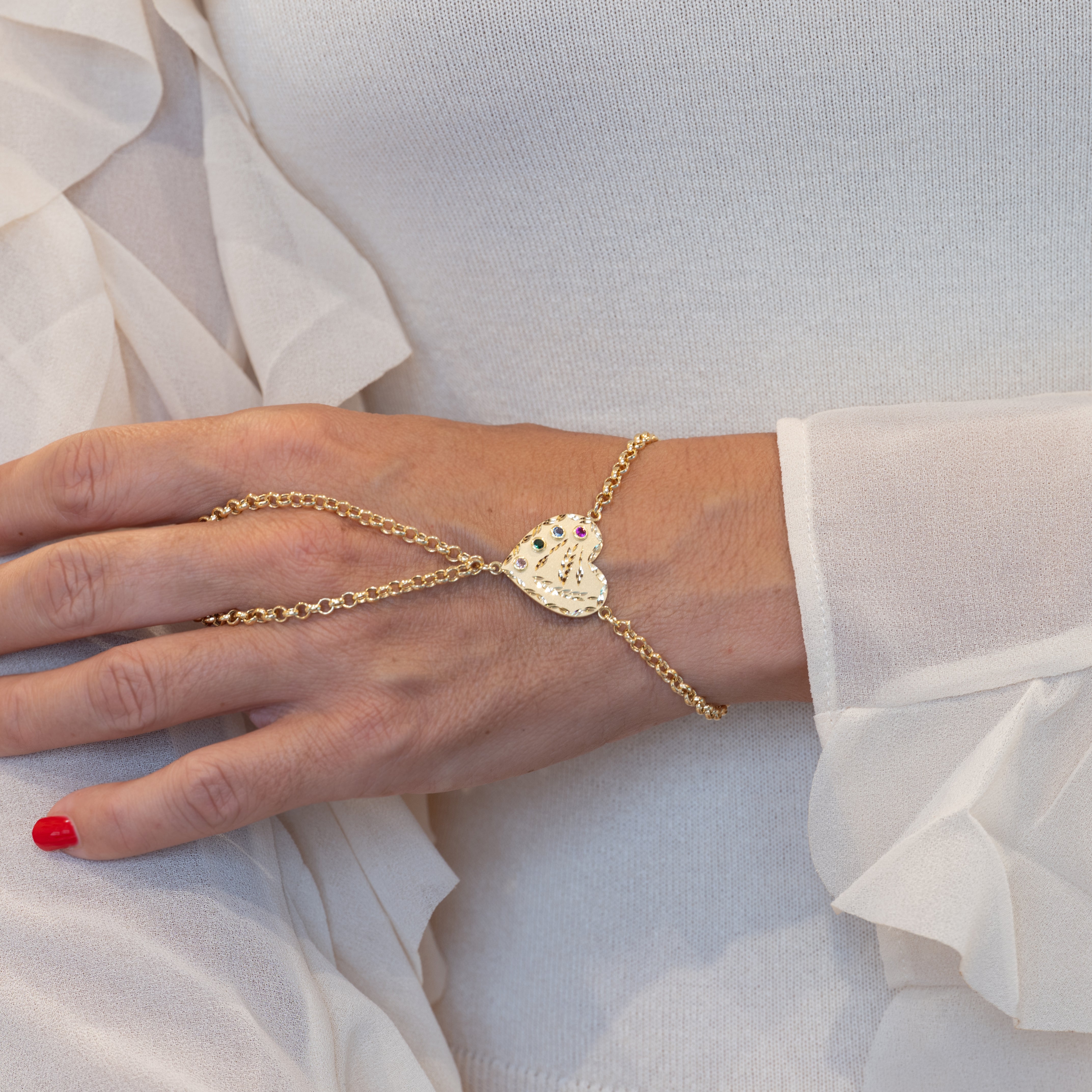Pulsera pasamanos Corazón oro 18k 750