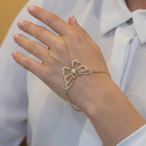 Pulsera pasamanos Mariposa oro 18k 750