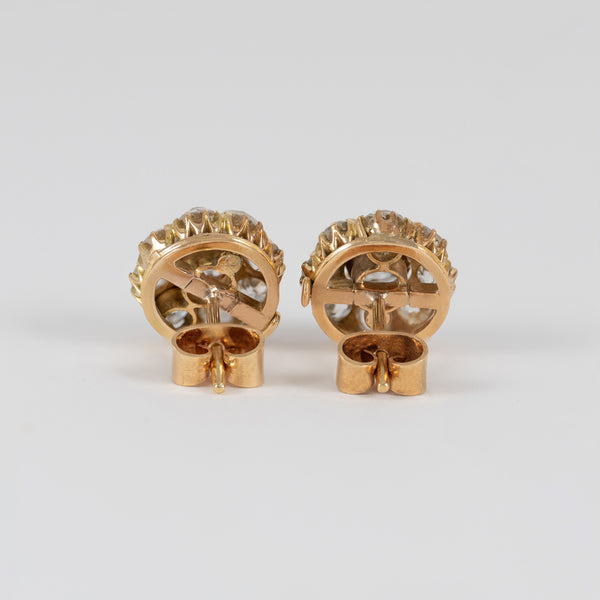 Pendientes antiguos en oro amarillo 18k y diamantes 2.5 ct