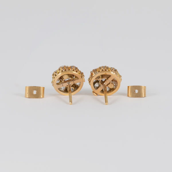 Pendientes antiguos en oro amarillo 18k y diamantes 2.5 ct
