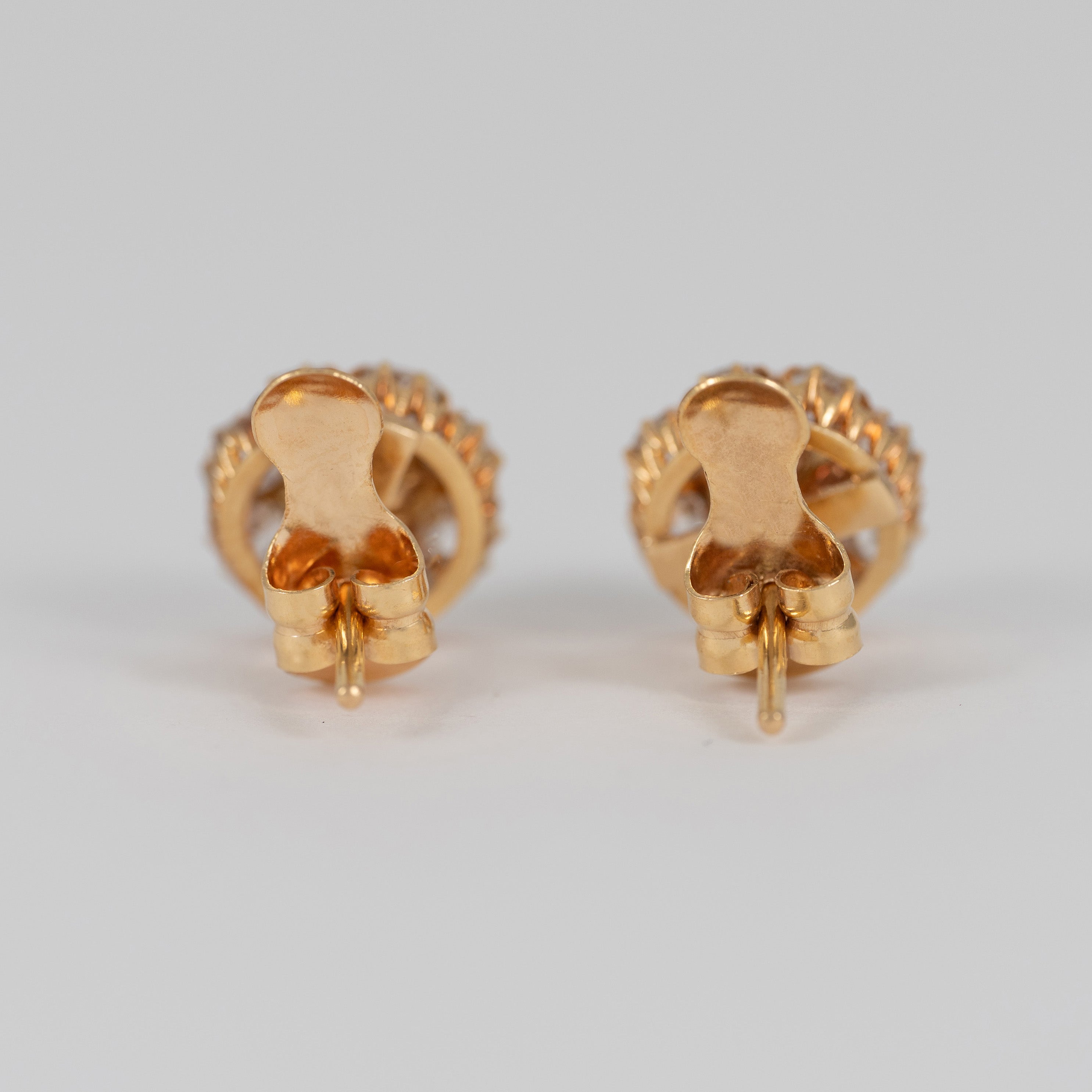 Pendientes antiguos en oro amarillo 18k con diamantes 1.6ct y perlas
