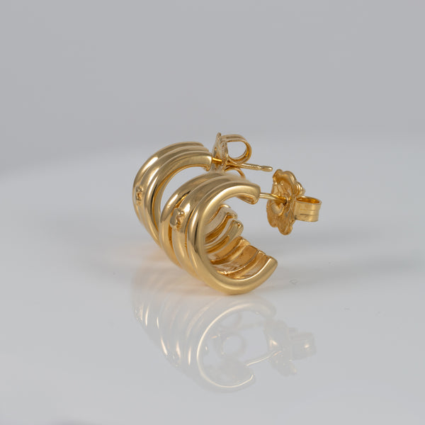 Pendientes Tous piercing fellow de triple aro bañados en oro 18 kt sobre plata