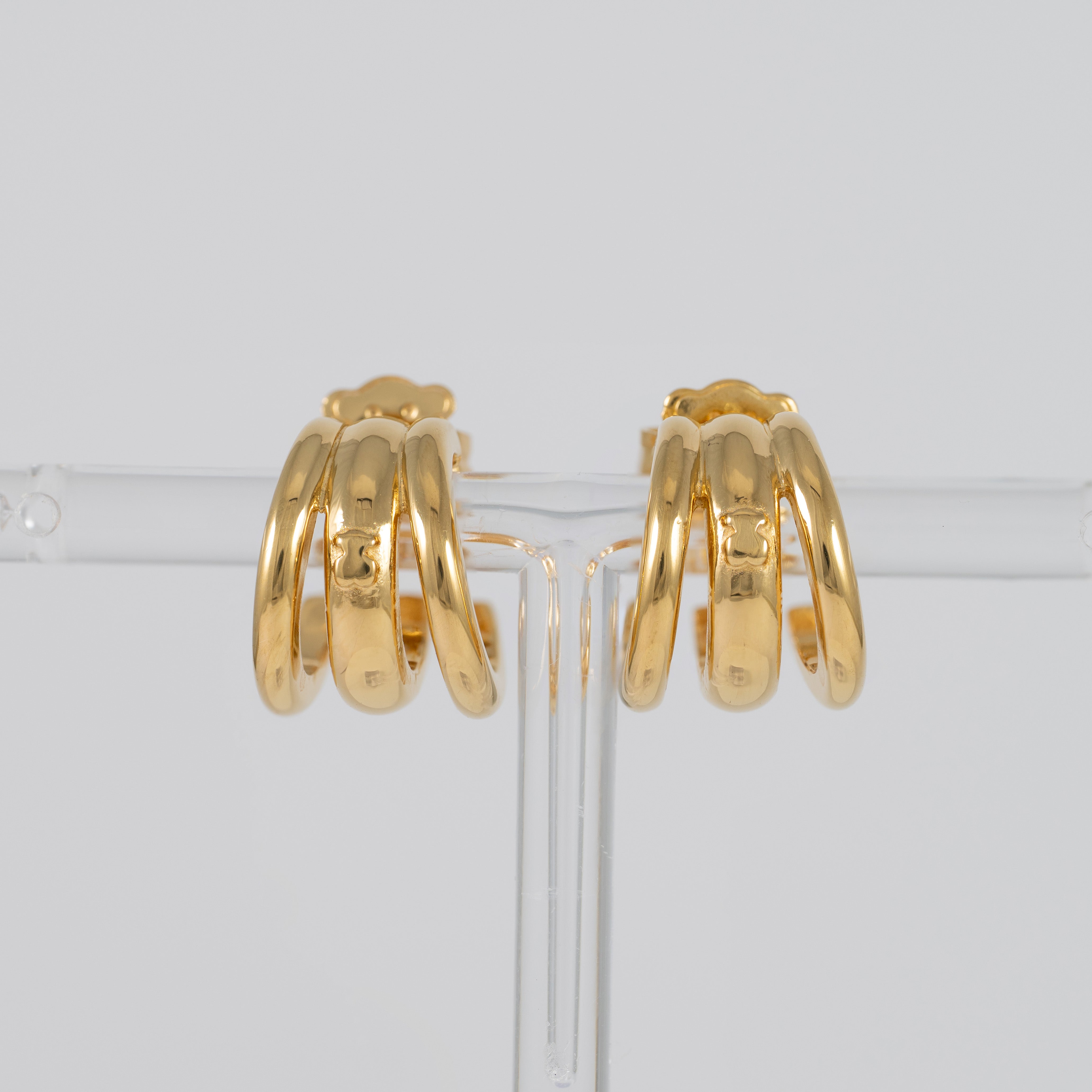 Pendientes Tous piercing fellow de triple aro bañados en oro 18 kt sobre plata