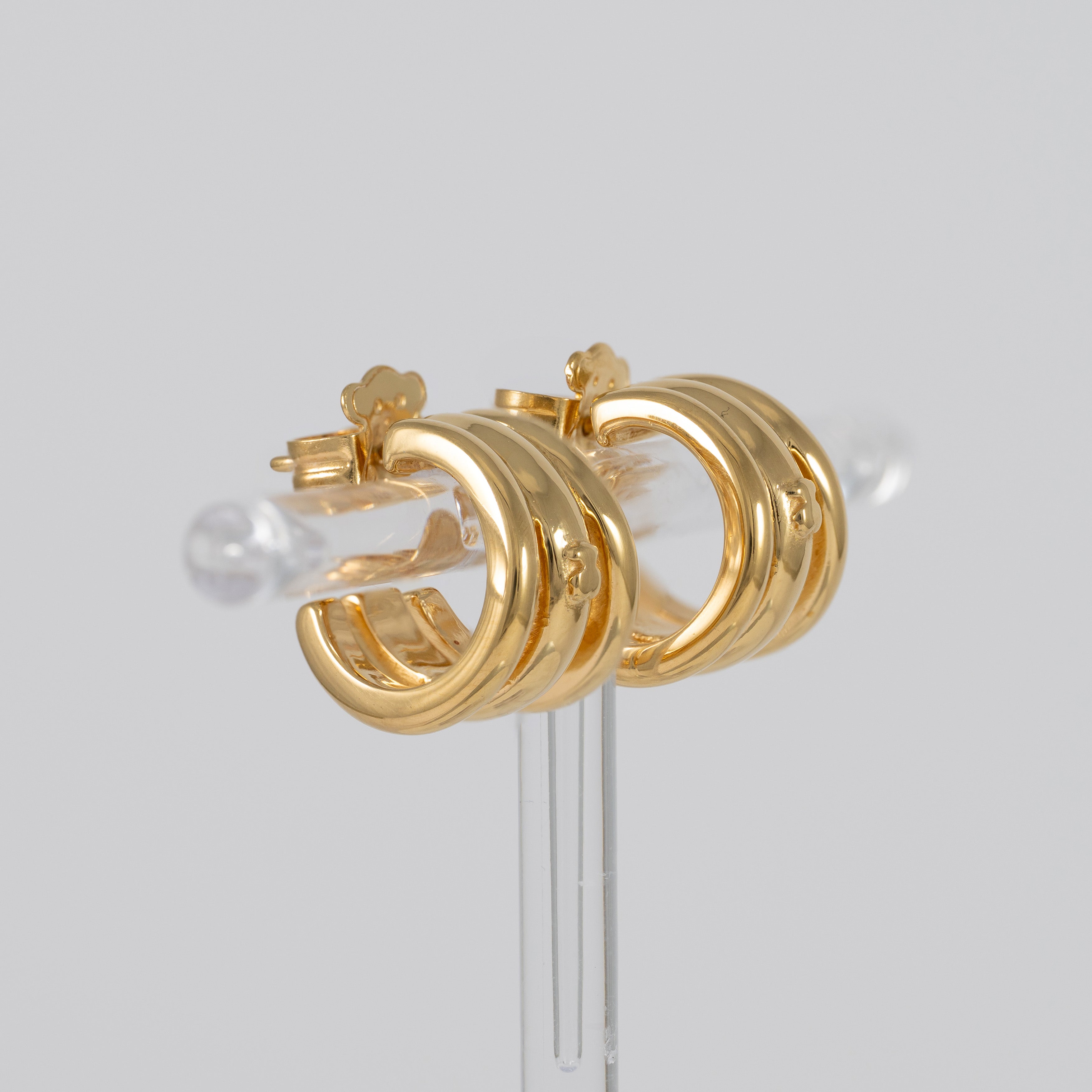 Pendientes Tous piercing fellow de triple aro bañados en oro 18 kt sobre plata