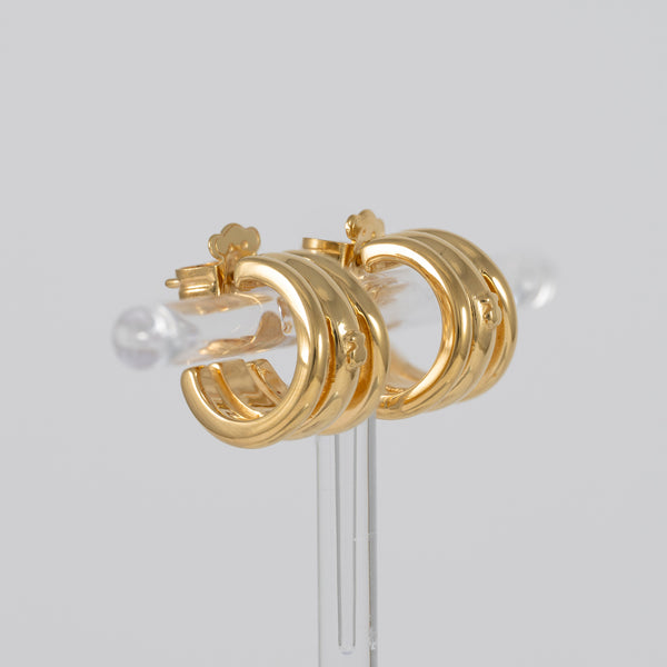 Pendientes Tous piercing fellow de triple aro bañados en oro 18 kt sobre plata