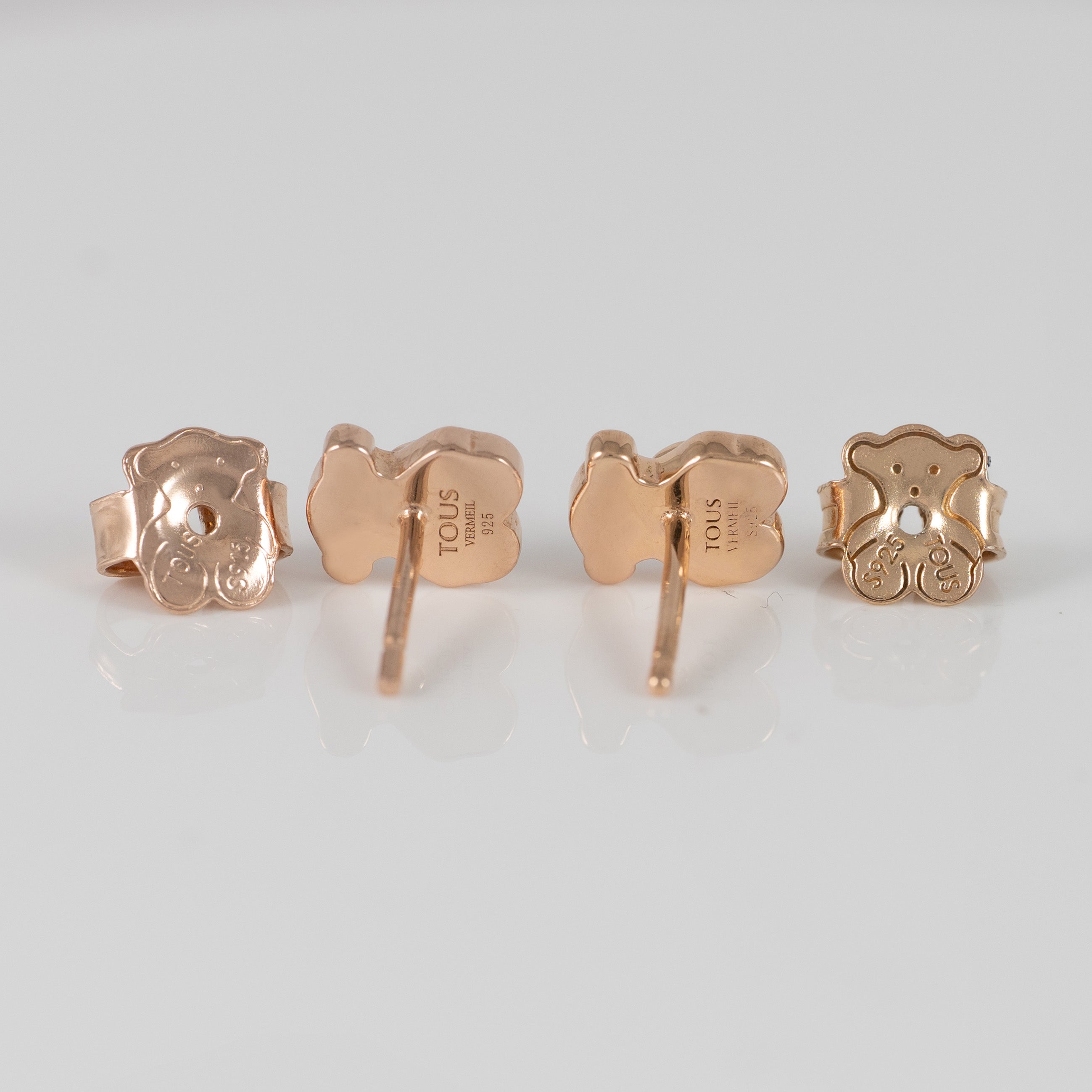 Pendientes Tous de botón Super Power bañados en oro de 18 kt sobre plata rosa con turquesas