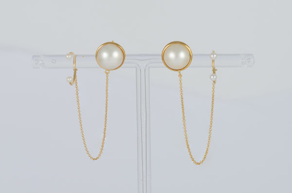 Pendientes Tous de oro amarillo 18k con perlas Earcuff Avalon